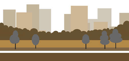 Abstract 2d cartoon business background with city and skyscrapersの写真素材