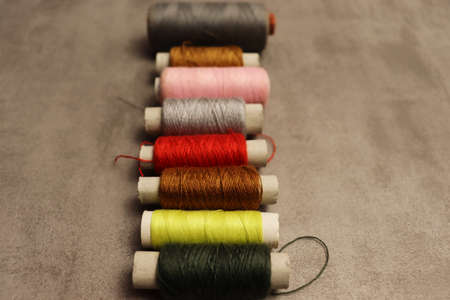 Beautiful knitting at home background with needles and yarn