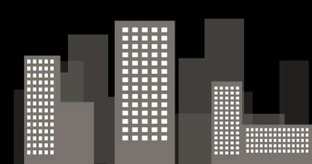 2d cartoon city background with buildings. city illustration wallpaperの写真素材