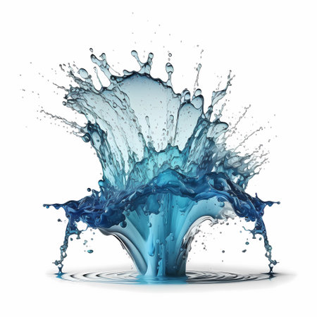 Beautiful brush of explosion in motion with drops isolated on white backgroundの素材