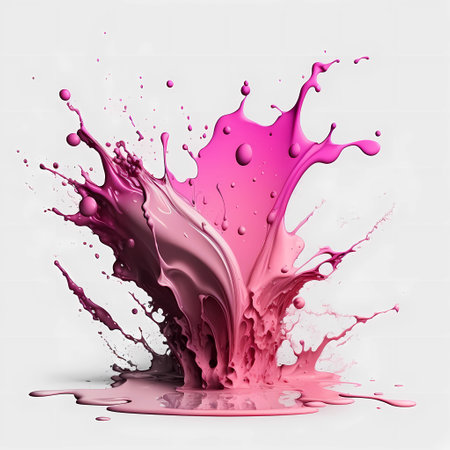 Beautiful brush of paint explosion in motion isolated on white backgroundの素材