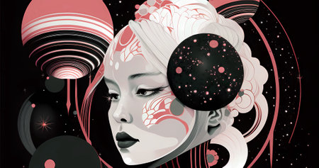 Beautiful modern background with abstract dark space element. Dark minimal cartoon illustrationの素材