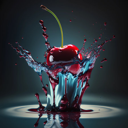 Beautiful natural art with fresh fruits. Fruits with drops on surfaceの素材