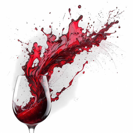 Beautiful brush of wine in glass. Wine splash texture backgroundの素材