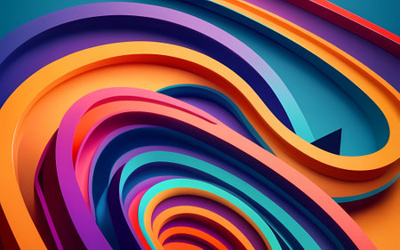 Abstract colorful geometric background with 3d shapes. AI Generationの素材