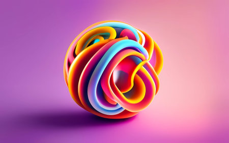 Abstract colorful geometric background with 3d shapes. AI Generationの素材