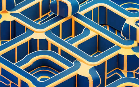 Abstract colorful geometric background with 3d shapes. AI Generationの素材