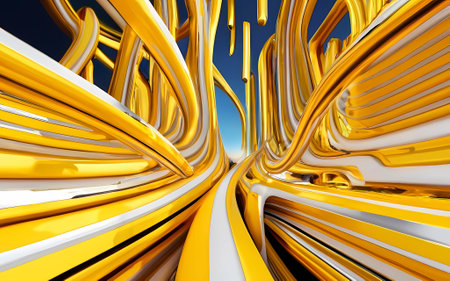 Abstract colorful geometric background with 3d shapes. AI Generationの素材