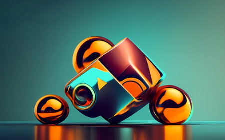 Beautiful abstract geometric 3d shapes for art designの素材