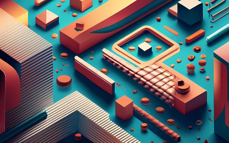 Beautiful abstract geometric 3d shapes for art designの素材