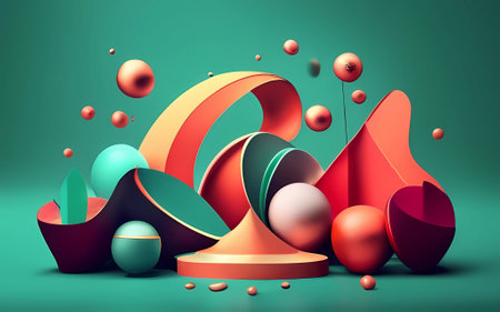 Beautiful abstract geometric 3d shapes for art designの素材