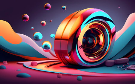 Beautiful abstract geometric 3d shapes for art designの素材