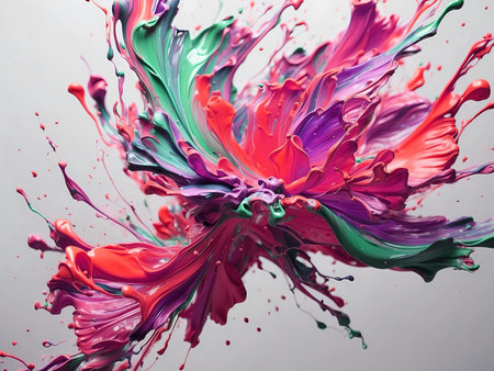Beautiful abstract colorful paint explosion in motion. Elegant modern wallpaperの素材