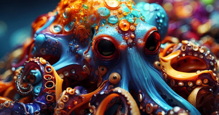Abstract fantastic colorful octopus for elegant artwork. Elegant modern wallpaperの素材