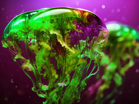 Abstract fantastic colorful jellyfish for elegant artwork. Elegant modern wallpaperの素材