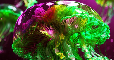 Abstract fantastic colorful jellyfish for elegant artwork. Elegant modern wallpaperの素材