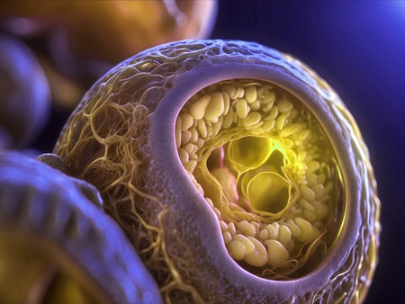 Abstract 3d science modern background with close up virus. Elegant macro world wallpaperの素材