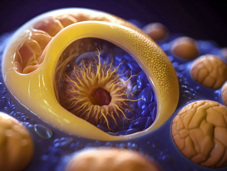 Abstract 3d science modern background with close up virus. Elegant macro world wallpaperの素材