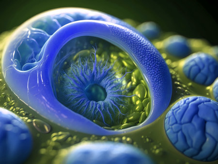 Abstract 3d science modern background with close up virus. Elegant macro world wallpaperの素材