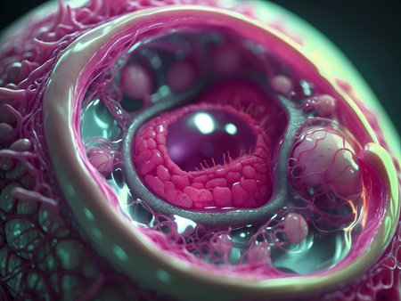 Abstract 3d science modern background with close up virus. Elegant macro world wallpaperの素材