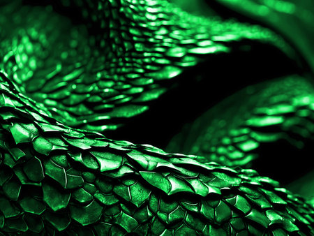 Abstract dragon close up scales surface texture. Modern detail realistic skin backgroundの素材