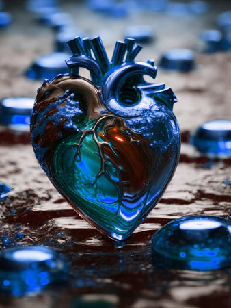 Abstract fantastic elegant golden heart background for luxury art design. Modern post card conceptの素材