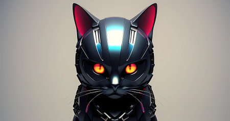 Abstract futuristic cat cyborg background. Fantastic technology backgroundの素材