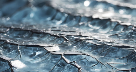 Beautiful cracked ice surface texture background. Winter textureの素材