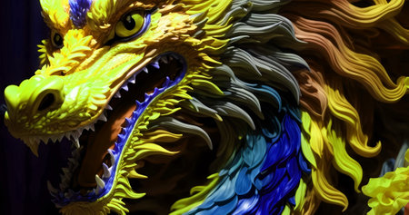 Beautiful elegant legendary Chinese dragon for book cover. Dragon concept backgroundの素材