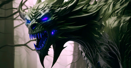 Abstract dark evil demon background for art design. Hell demon wallpaperの素材