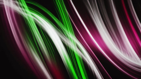 Abstract colorful ray lines speed motion on black background. Multicolored light textureの素材