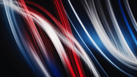 Abstract colorful ray lines speed motion on black background. Multicolored light textureの素材