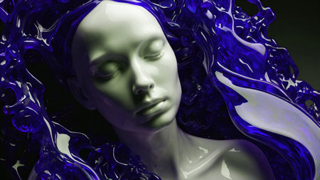 Elegence vintage style of shocking contrast colors with sculpture and liquid waves. Abstract art designの素材