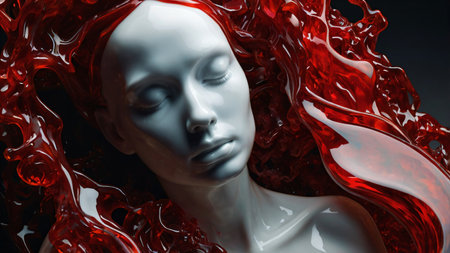 Elegence vintage style of shocking contrast colors with sculpture and liquid waves. Abstract art designの素材