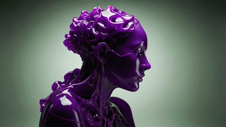 Elegence vintage style of shocking contrast colors with sculpture and liquid waves. Abstract art designの素材