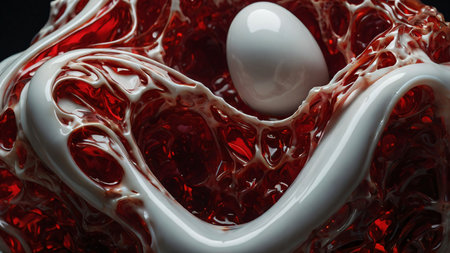 Elegence style of shocking contrast colors with liquid abstract waves. Abstract art designの素材