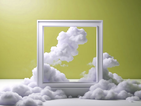 Abstract stand background with clouds and rectangle shape. Elegant wallpaperの素材