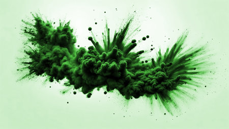 A striking ink explosion captured in mid-air, spreading intricate details and textures against a clean white background. Perfect for creative designs, artistic projects, and abstract conceptsの素材