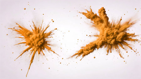 A striking ink explosion captured in mid-air, spreading intricate details and textures against a clean white background. Perfect for creative designs, artistic projects, and abstract conceptsの素材