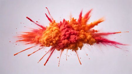 A striking ink explosion captured in mid-air, spreading intricate details and textures against a clean white background. Perfect for creative designs, artistic projects, and abstract conceptsの素材