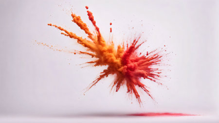 A striking ink explosion captured in mid-air, spreading intricate details and textures against a clean white background. Perfect for creative designs, artistic projects, and abstract conceptsの素材