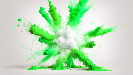 A striking ink explosion captured in mid-air, spreading intricate details and textures against a clean white background. Perfect for creative designs, artistic projects, and abstract conceptsの素材