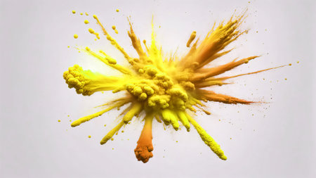 A striking ink explosion captured in mid-air, spreading intricate details and textures against a clean white background. Perfect for creative designs, artistic projects, and abstract conceptsの素材