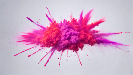A striking ink explosion captured in mid-air, spreading intricate details and textures against a clean white background. Perfect for creative designs, artistic projects, and abstract conceptsの素材