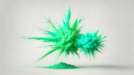 A striking ink explosion captured in mid-air, spreading intricate details and textures against a clean white background. Perfect for creative designs, artistic projects, and abstract conceptsの素材