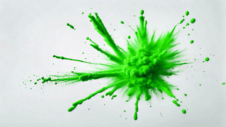 A striking ink explosion captured in mid-air, spreading intricate details and textures against a clean white background. Perfect for creative designs, artistic projects, and abstract conceptsの素材