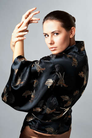 Young attractive girl poses during a photo sessionの写真素材