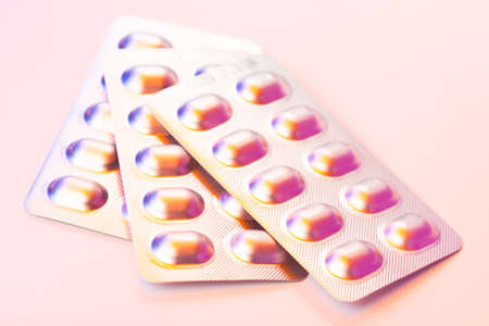 Medicinal pills piled up a bunch of closeupの写真素材