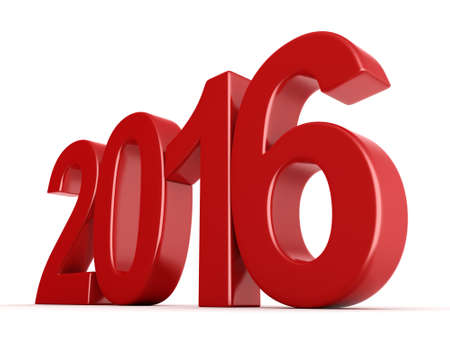 Red 2016 New Year digits on white background