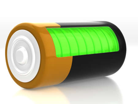 A battery model with semitransparent glassy sideの写真素材